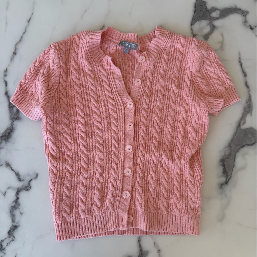 J. Crew Light Pink Cable Knit Cardigan